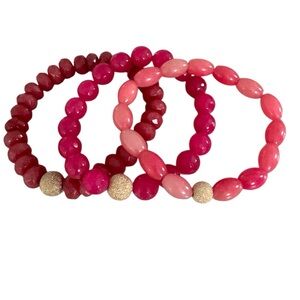 Sisco Berlutti stack of 3 beaded bracelets in pink EUC